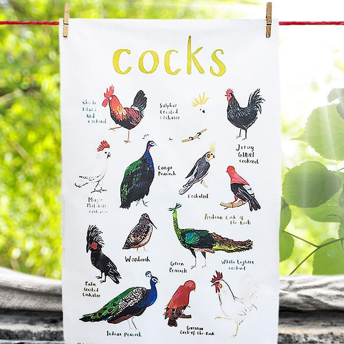 Cocks Dirty Pun Bird Dish Towel