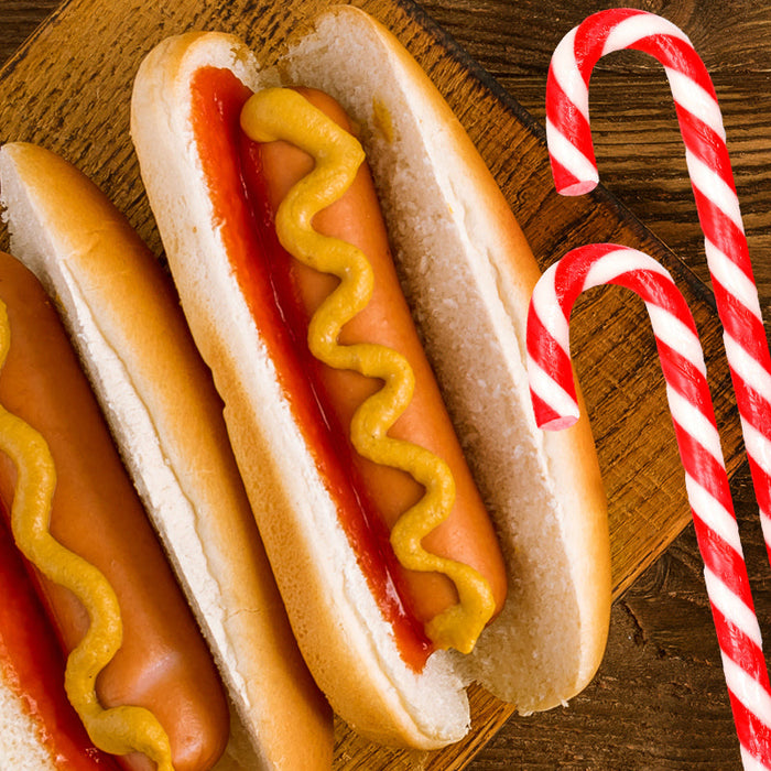 Hot Dog Candy Canes