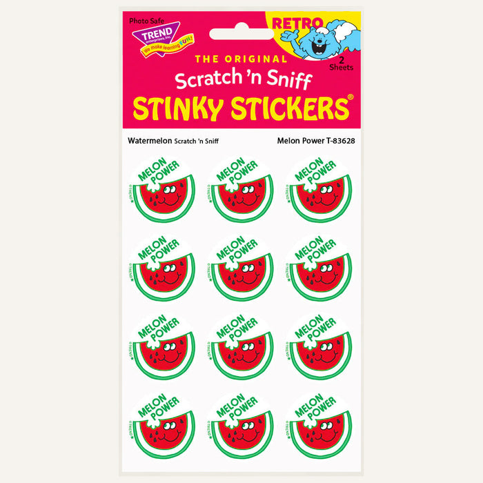 Melon Power Watermelon Scented Retro Scratch 'n Sniff Stinky Stickers