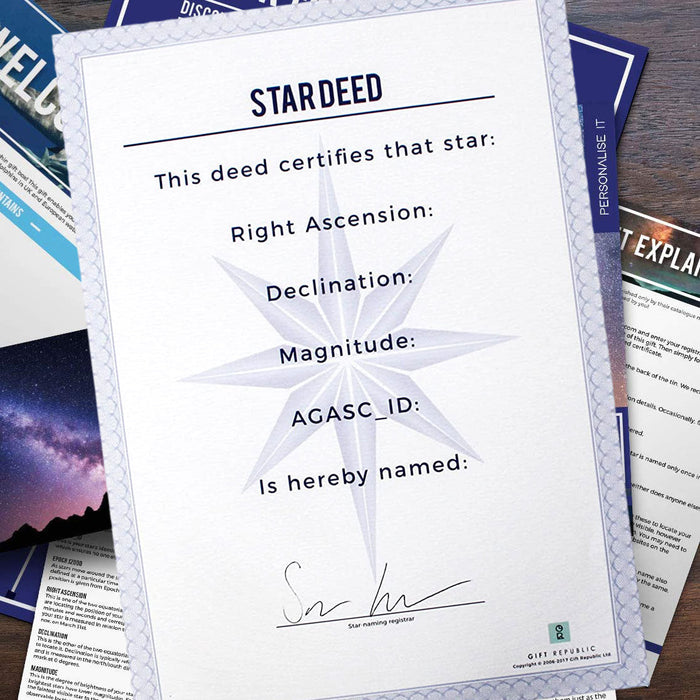 Name A Star Deed Certificate