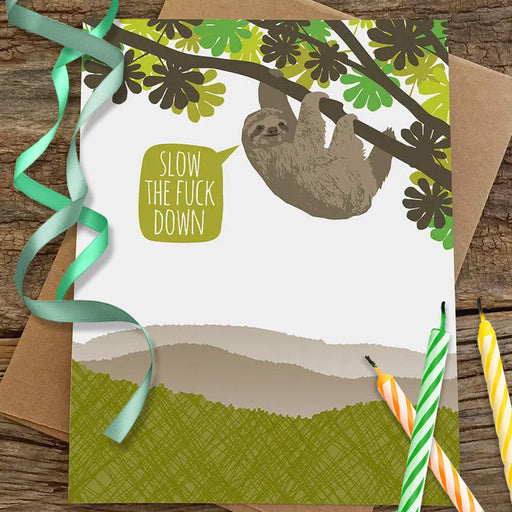 Slow the Sloth Down Birthday Card