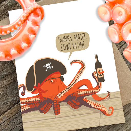 Thanks Matey Kraken Octopus Card