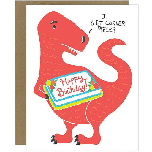 I Get Corner Piece? Dinosaur Birthday Card