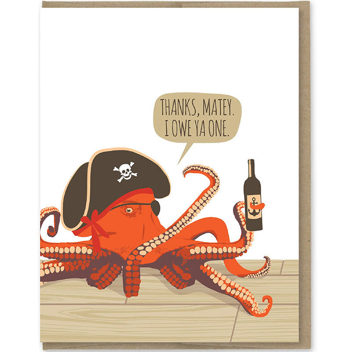 Thanks Matey Kraken Octopus Card