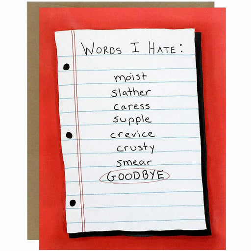 Words I Hate: Goodbye Greeting Card