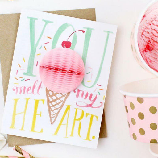 You Melt My Heart Ice Cream Cone Pop-up Relationship Card